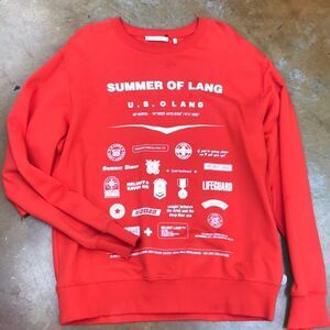 Vibrant Red Crewneck Sweater with Ribbed Cuffs